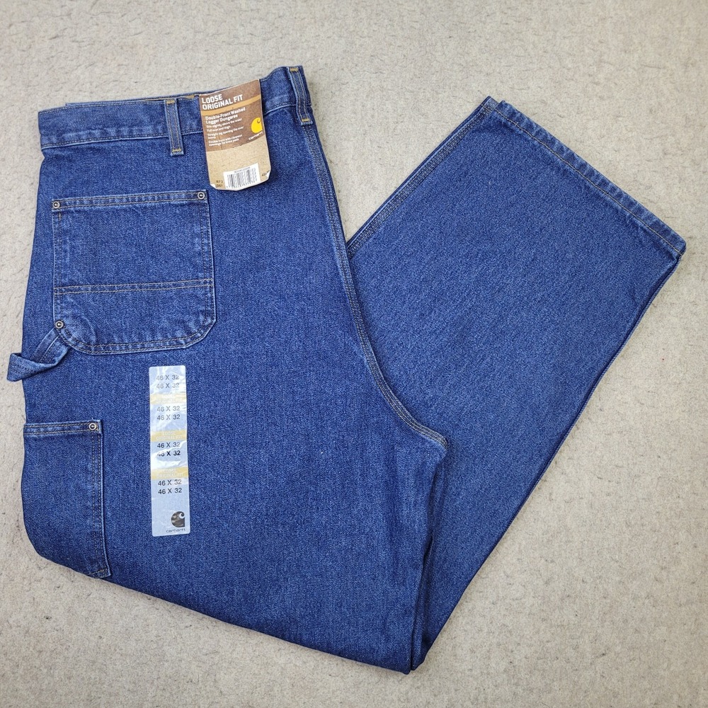 Carhartt B73 Double Knee Jeans‎ Mens 46x32 Loose Fit Carpenter Work Pants Denim